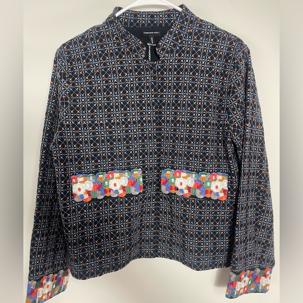 New Anthropologie Conditions Apply Vinira Embroidered Jacket Size Large